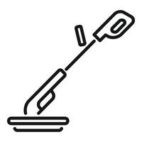 Simple line art icon of a spatula flipping food, suitable for cooking content vector
