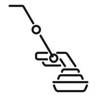 Line art illustration icon depicting a robotic arm in a manufacturing setting vector