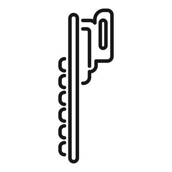 Minimalistic black and white line icon depicting a side view of a closed zipper vector