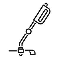 Black line icon of an industrial robotic arm for automation and manufacturing vector