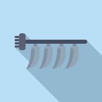 Modern flat design of a garden rake with shadow on a blue background vector