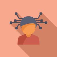Flat design icon showcasing a person using a vr headset on a pastel background vector