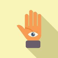 Modern, flat design of the hamsa hand with an eye symbol, casting a long shadow vector