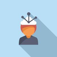 Flat design icon of a person with a lightbulb crown representing idea generation and innovation vector