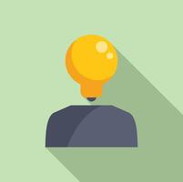Flat design lightbulb icon on green background vector