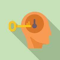 Unlocking potential conceptual brain and key illustration vector