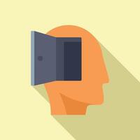 Graphic illustration portraying a human head with an open door, symbolizing open mindedness vector