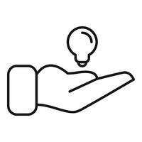 Open hand with light bulb icon vector
