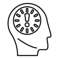Light bulb in head outline concept icon vector
