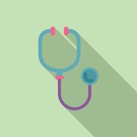 Modern flat design of a stethoscope with a shadow on a green background vector