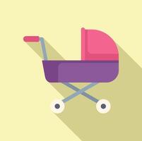 illustration of a stylish baby stroller in flat design with a shadow vector