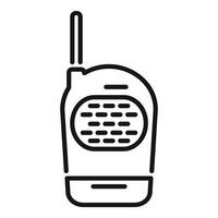 Black line art of a walkie talkie on a white background, representing communication devices vector