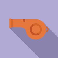 Flat design of an old fashioned, orange whistle with shadow on a purple background vector