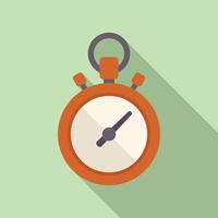 Flat design icon of a classic stopwatch on a green pastel background vector