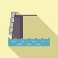 Flat design illustration of swimming pool with diving board vector
