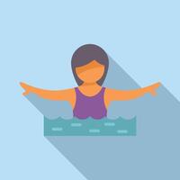 Woman practicing water aerobics exercise vector