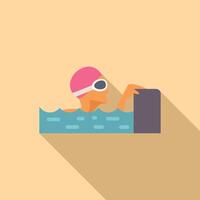 Female swimmer with goggles in pool vector