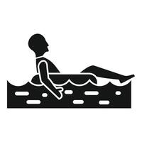 Stylized icon of a person calmly floating in wavy water vector