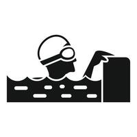 Miner icon in water with pickaxe vector