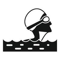 Swimmer silhouette with goggles and cap vector