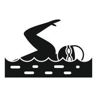 Silhouette of swimmer in action vector
