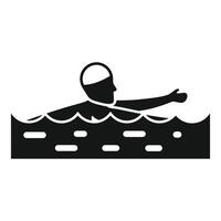 Black silhouette of a swimmer with swim cap in mid stroke in the water vector