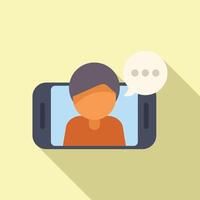 Online chat icon with person on smartphone screen vector