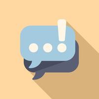 Flat design icon featuring a conversation bubble with an exclamation mark to denote important messaging or alert vector