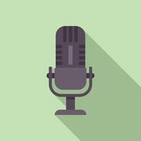 Retro microphone icon on green background vector