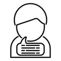 Line icon of person with speech bubble vector