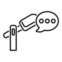 Black and white icon representing a digital voice recorder with speech bubble vector