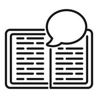 Open book with speech bubble icon vector