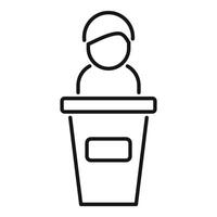 Speaker at podium line icon vector