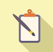 Clipboard and pen icon on yellow background vector