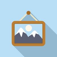 Flat design mountain landscape picture on wall vector