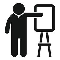 Businessman pointing at empty board presenting new project vector