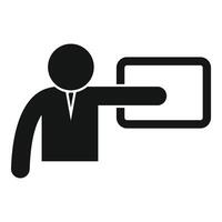 Businessman pointing at copy space on a blank sign vector