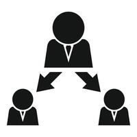 Manager giving instructions to two employees icon vector