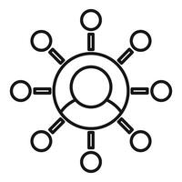Person connecting with eight other people using network hub vector