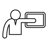 Businessman pointing at something on a blank board icon vector