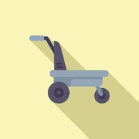 Empty garden trolley standing on four wheels icon vector