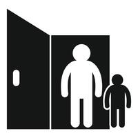 Father and son standing together passing through open door vector