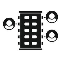 Business network connecting people in office building icon vector