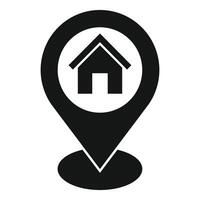 Black map pin pointing home location icon vector