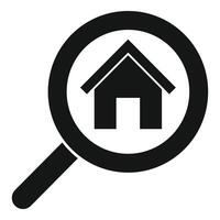 Magnifying glass searching new property house icon simple style vector