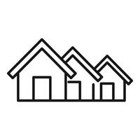Line style icon representing three houses standing next to each other vector