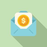 Blue envelope containing money representing online payment methods vector