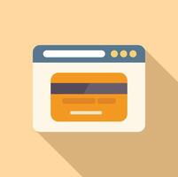 Web browser displaying credit card for online payment vector