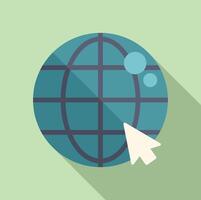 Cursor clicking on globe icon representing global internet connectivity vector
