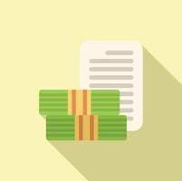 Money stack lying under paper bill document describing financial budget vector